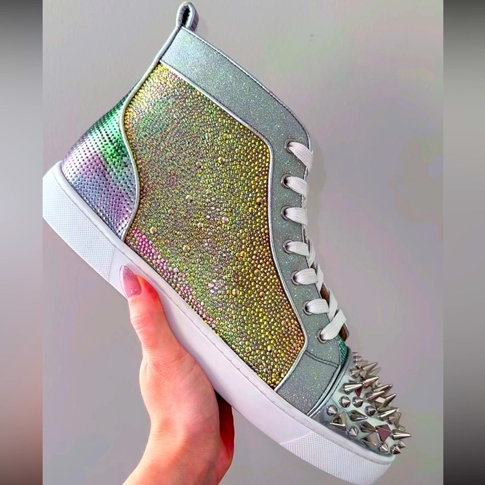 Christian Louboutin Loox Strass crystal high top sneakers
